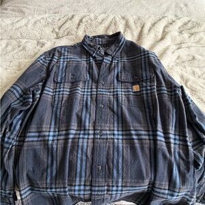 Carhartt Navy and Gray Plaid Shirt